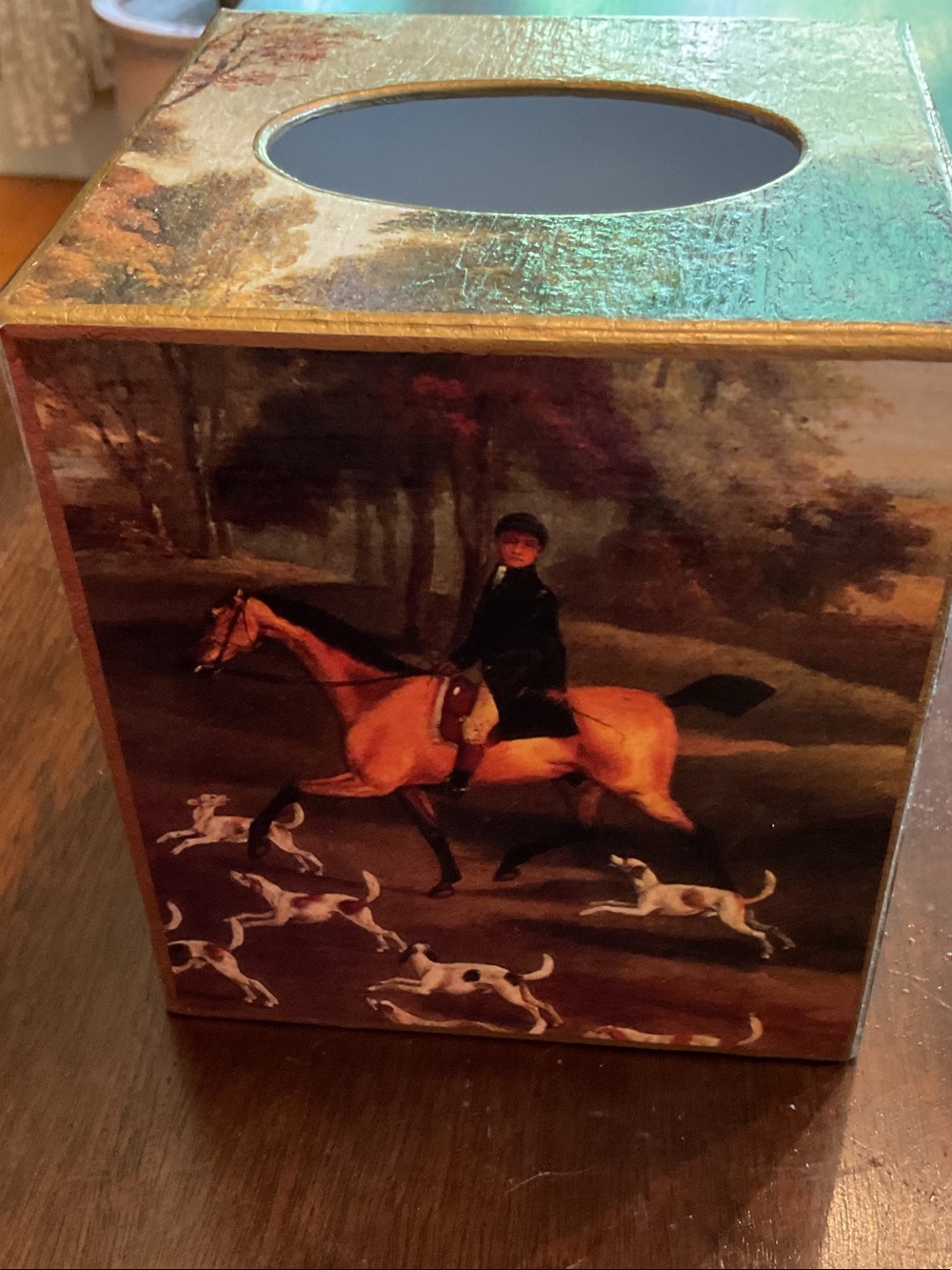 Fox Hunt Tissue Box Cover - Equestrian Print - Picture 4 of 6
